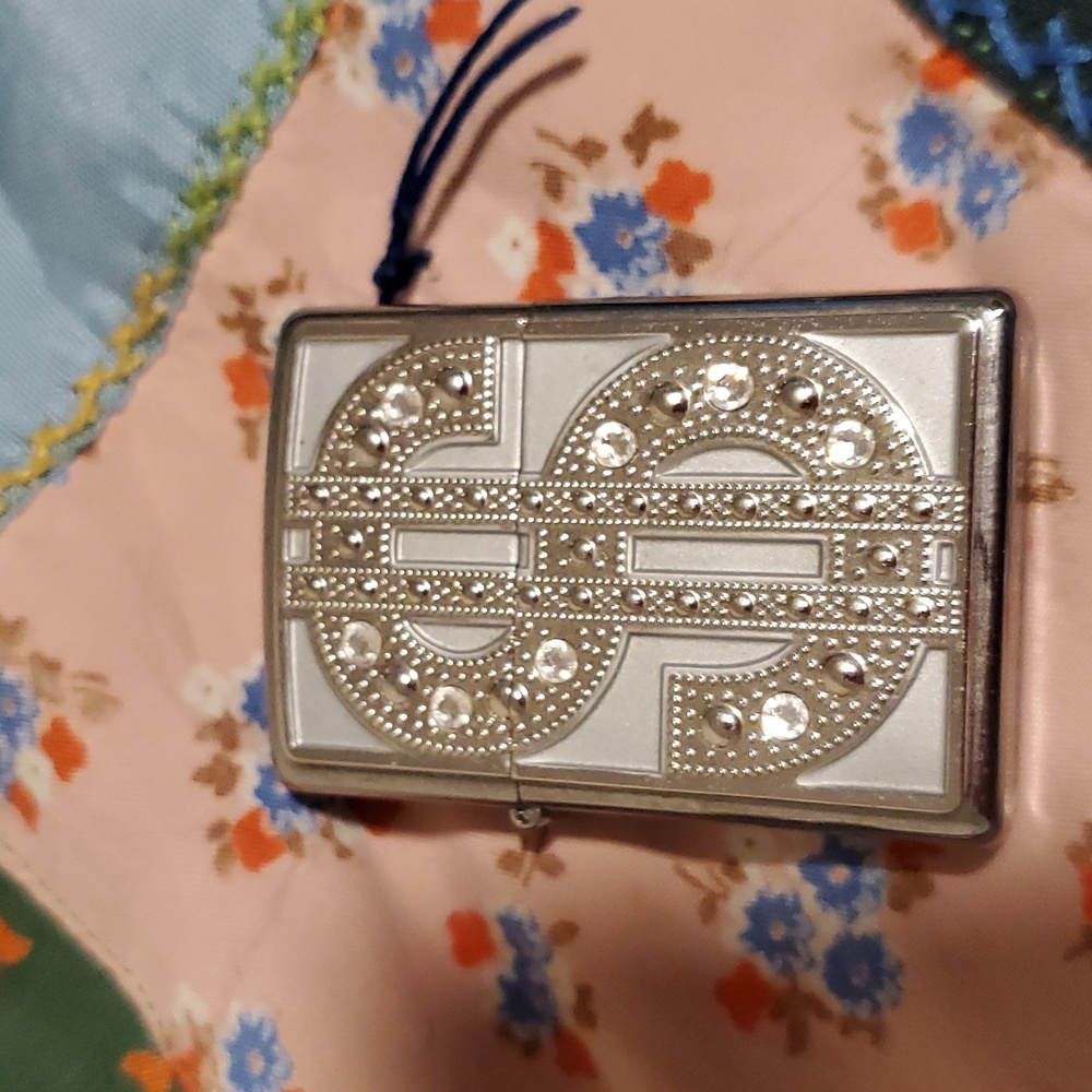 Zippo Lighter Money Sign BLING Swarovski Crystals New